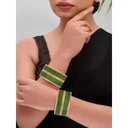 Jewar Mandi Set Of 24 Gold-Plated Crystals Studded Bangles-image-20