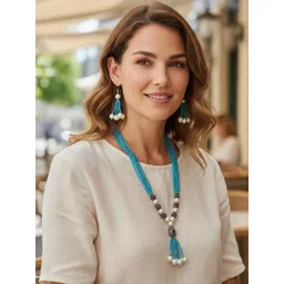 Jewar Mandi Silver-Plated Beaded Layered Jewellery Set-image-36