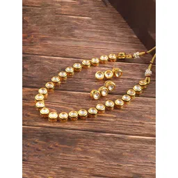 Jewar Mandi White Gold-Plated Kundan Studded Jewellery Set-image-28