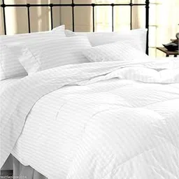 Jewear 320 GSM Microfiber Five Star Quality Duvet/AC Comforter/Quilt Special for High Winters- White Stripe King Size 90" X 100"-picture-15
