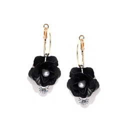 Jewels Galaxy Black Gold-Plated Handcrafted Floral Drop Earrings-picture-36