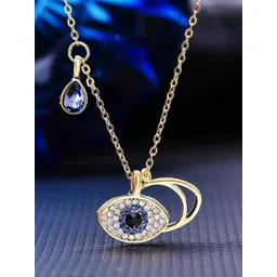 Jewels Galaxy Gold-plated American Diamond-studded Evil Eye Pendants With Chain-picture-32