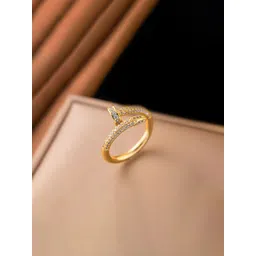 Jewels Galaxy Gold-Plated Crystals-Studded Anti-Tarnish Finger Ring-picture-27