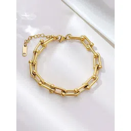 Jewels Galaxy Gold-Plated Link Bracelet image 1