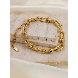 Jewels Galaxy Gold-Plated Link Bracelet image 2