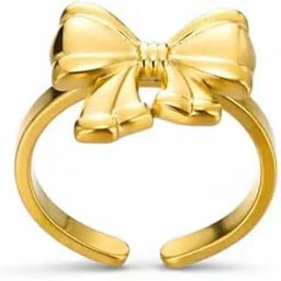 jewels galaxy Gold Plated Stainless Steel Anti Tarnish Bow Themed Adjustable Finger Ring For Women (MYN-RNG-72140)-picture-44