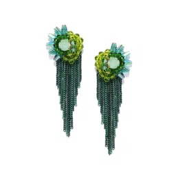 Jewels Galaxy Green Gold-Plated Handcrafted Contemporary Drop Earrings-picture-41