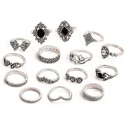 jewels galaxy Jewellery For Women Silver Plated Rings Combo (Mixed Sizes)-picture-34