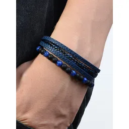 Jewels Galaxy Men Leather Silver-Plated Bracelet-picture-36