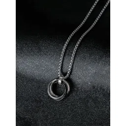 Jewels Galaxy Men Stainless Steel Silver-Plated Circular Pendant With Chain-picture-13
