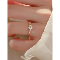 Jewels Galaxy Rose Gold-Plated American Diamond-Studded Adjustable Finger Ring-picture-37