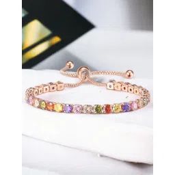 Jewels Galaxy Rose Gold-Plated Cubic Zirconia Wraparound Bracelet-picture-12