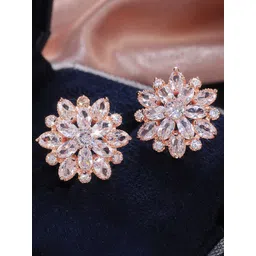 Jewels Galaxy Rose Gold-Plated Floral Studs Earrings-picture-28