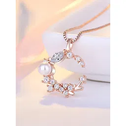 Jewels Galaxy Rose Gold-Plated Stone-Studded Pendant With Chain-picture-29