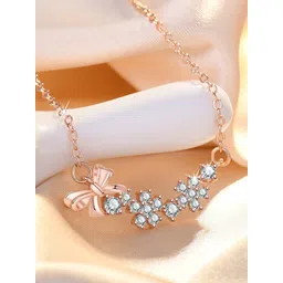 Jewels Galaxy Rose Gold-Plated Stone-Studded Pendant With Chain-picture-27