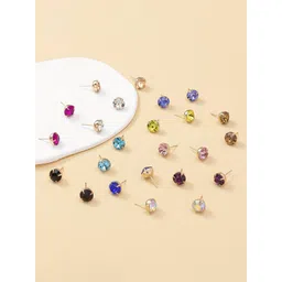 Jewels Galaxy Set of 12 Gold-Plated Classic Studs Earrings-picture-29