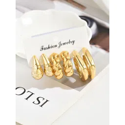 Jewels Galaxy Set Of 3 Gold Plated Contemporary Half Hoop Earrings-picture-34
