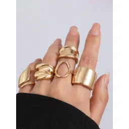 Jewels Galaxy Set Of 5 Gold Plated Midi Adjustable Finger Rings-picture-38