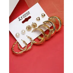 Jewels Galaxy Set Of 6 Gold-Plated Stud And Hoop Earrings-picture-41
