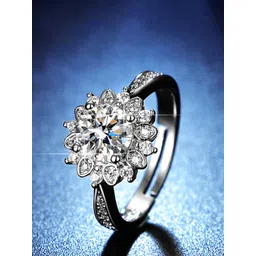 Jewels Galaxy Silver-Plated American Diamond Studded Adjustable Ring-picture-40