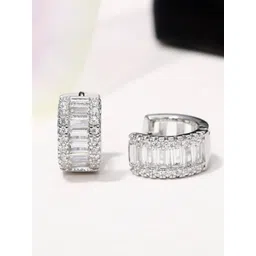 Jewels Galaxy Silver-Plated American Diamond-Studded Classic Hoop Earrings-picture-12