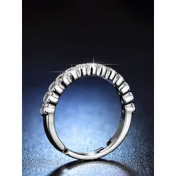 Jewels Galaxy Silver-Plated American Diamond Studded Contemporary Adjustable Round Ring-picture-21