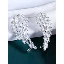 Jewels Galaxy Silver-Plated American Diamond-Studded Contemporary Drop Earrings-picture-18