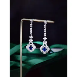 Jewels Galaxy Silver-Plated American Diamond Studded Contemporary Drop Earrings-picture-19