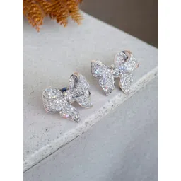 Jewels Galaxy Silver-Plated American Diamond Studded Contemporary Studs image 2