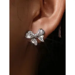 Jewels Galaxy Silver-Plated American Diamond Studded Contemporary Studs image 5