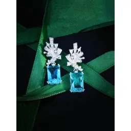 Jewels Galaxy Silver-Plated American Diamond Studded Geometric Shaped Drop Earrings-picture-28