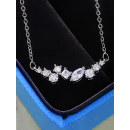 Jewels Galaxy Silver-Plated American Diamond Studded Minimal Necklace-picture-24