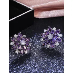 Jewels Galaxy Silver-Plated American Diamond-Studded Studs Earrings-picture-23