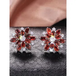 Jewels Galaxy Silver Plated American Diamond Studded Studs Earrings-picture-37