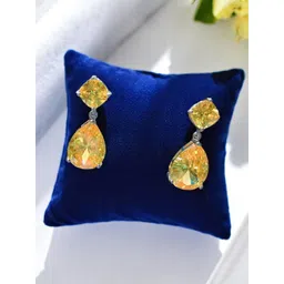 Jewels Galaxy Silver-Plated American Diamond Studded Teardrop Shaped Drop Earrings-picture-24