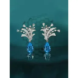 Jewels Galaxy Silver-Plated American Diamond Studded Teardrop Shaped Drop Earrings-picture-31