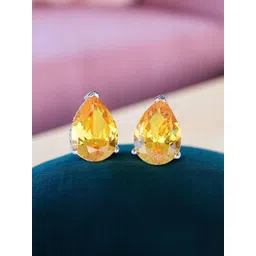 Jewels Galaxy Silver-Plated American Diamond Studded Teardrop Shaped Studs-picture-15
