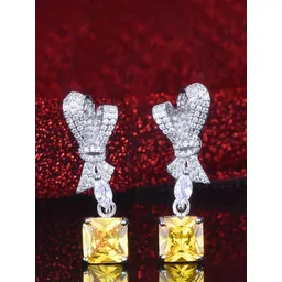 Jewels Galaxy Silver-Plated Artificial Stones Contemporary Drop Earrings-picture-33