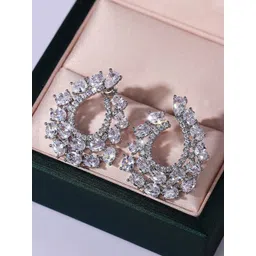 Jewels Galaxy Silver Plated Contemporary American Diamond Studs Studded Earrings-picture-14
