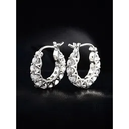 Jewels Galaxy Silver-Plated Contemporary Hoop Earrings-picture-10