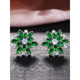 Jewels Galaxy Silver Plated Floral Shaped Stud Earrings-picture-12