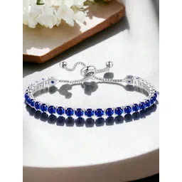 Jewels Galaxy Silver Plated Round Cut Cubic Zirconia Matrix Tennis Bracelet-picture-39