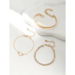 Jewels Galaxy Women 3 Crystals Gold-Plated Charm Bracelet-picture-34