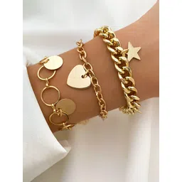 Jewels Galaxy Women 3 Gold-Toned Gold-Plated Link Bracelet-picture-38