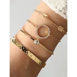 Jewels Galaxy Women 4 Gold-Toned & White Gold-Plated Cuff Bracelet-picture-20