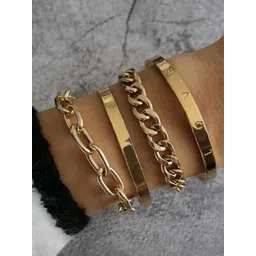 Jewels Galaxy Women 4 Gold-Toned Gold-Plated Link Bracelet-picture-40