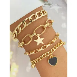 Jewels Galaxy Women 4 Gold-Toned Gold-Plated Link Bracelet-picture-34