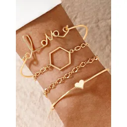 Jewels Galaxy Women 4 Gold-Toned Gold-Plated Link Bracelet-picture-31