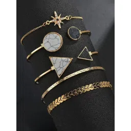 Jewels Galaxy Women 5 Gold-Toned & White Gold-Plated Link Bracelet-picture-37