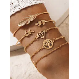 Jewels Galaxy Women 5 Gold-Toned Gold-Plated Link Bracelet-picture-41